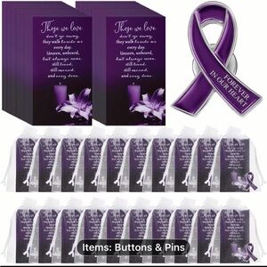 Purple Memorial Ribbon and Cards Set